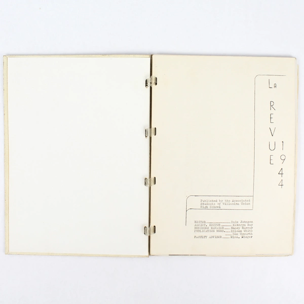 Vintage Willamina Union High School 1944 La Revue Yearbook Soft Cover 