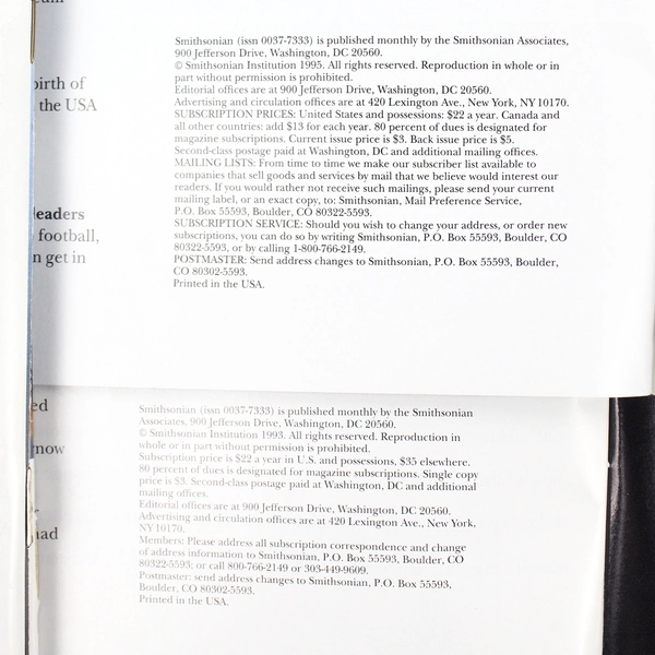 Mixed Lot Of 4 Smithsonian Magazines January February November 1993 April 1995