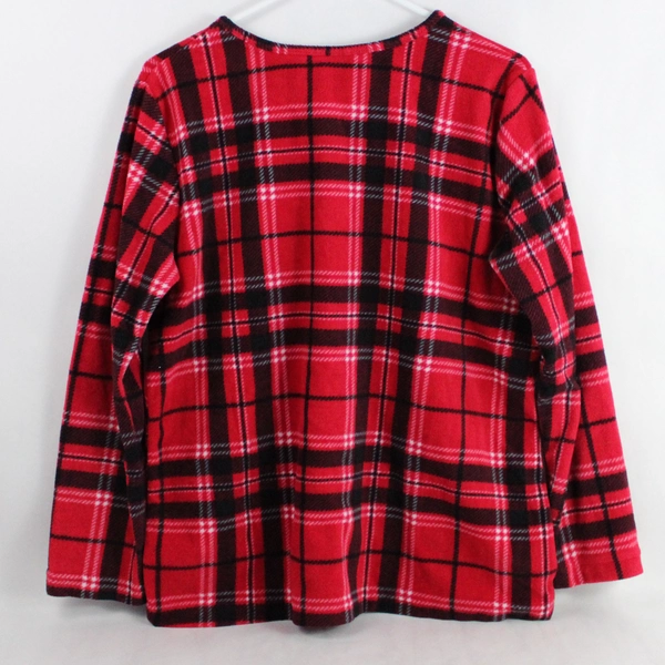 Comfort Corner Women's Pajama Top Red White Black Plaid Sleepwear Size M