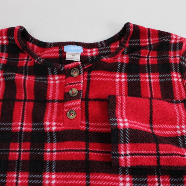 Comfort Corner Women's Pajama Top Red White Black Plaid Sleepwear Size M