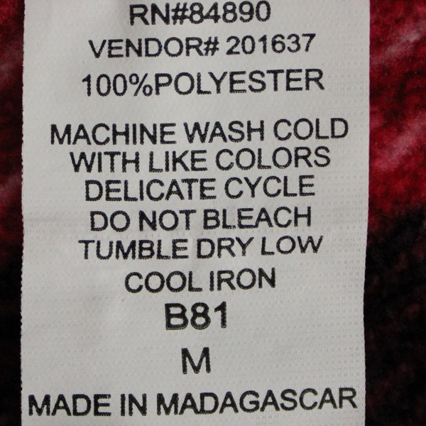 Comfort Corner Women's Pajama Top Red White Black Plaid Sleepwear Size M