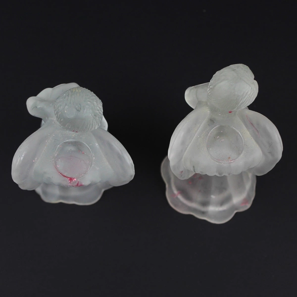 Lot of 2 Frosted Glass Angel Candle Holders Home Decor 6.25"