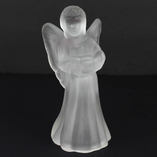 Lot of 2 Frosted Glass Angel Candle Holders Home Decor 6.25"