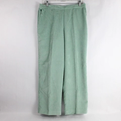 Alfred Dunner Pants Green Corduroy Elastic Waist Pockets Women's Size 14 w/ Tags
