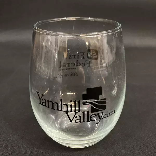 Lot of 2 Yamhill Valley First Federal Bank Crystal Wine Glasses 4.25"