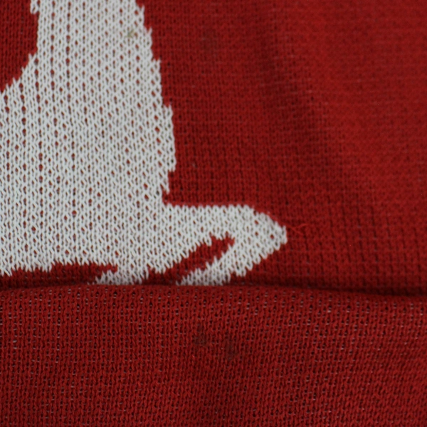 Festive Red Unisex Medium Christmas Sweater with Reindeer & Polka Dots