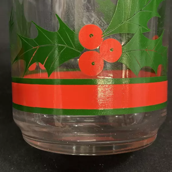 Set of 4 Libbey Holly & Berries Tumblers 4" 13oz - Holiday Drinkware