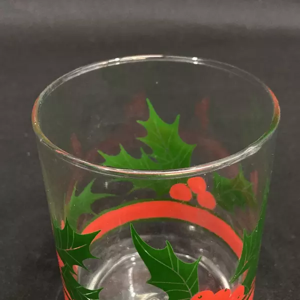 Set of 4 Libbey Holly & Berries Tumblers 4" 13oz - Holiday Drinkware