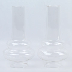 Lot of 2 Hurricane Lamp Replacement Clear Blown Glass Bottle Shape 8.5" Tall