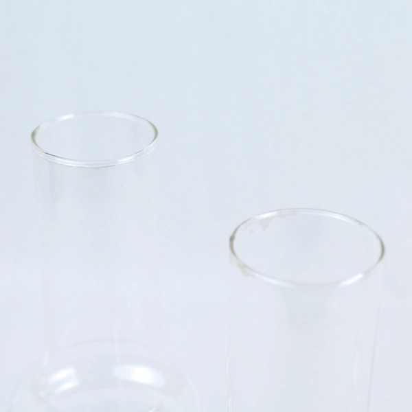 Lot of 2 Hurricane Lamp Replacement Clear Blown Glass Bottle Shape 8.5" Tall