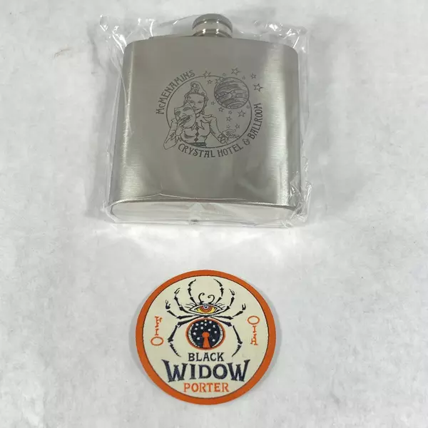 McMenamins Crystal Hotel 6 oz Stainless Steel Flask New in Box