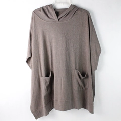 Heyson Taupe Hooded Poncho Shawl With Pockets Women's Size Small
