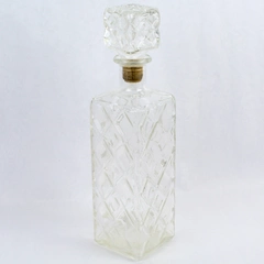 Vintage Thatcher Empty Glass Wine Liquor Decanter Stopper Square Diamond Pattern