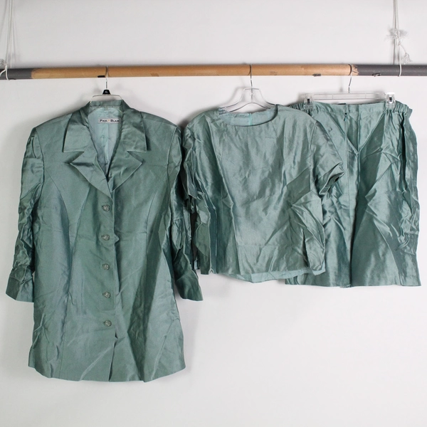 3 Piece Paul Blair Green Skirt Suit Set Women's Large