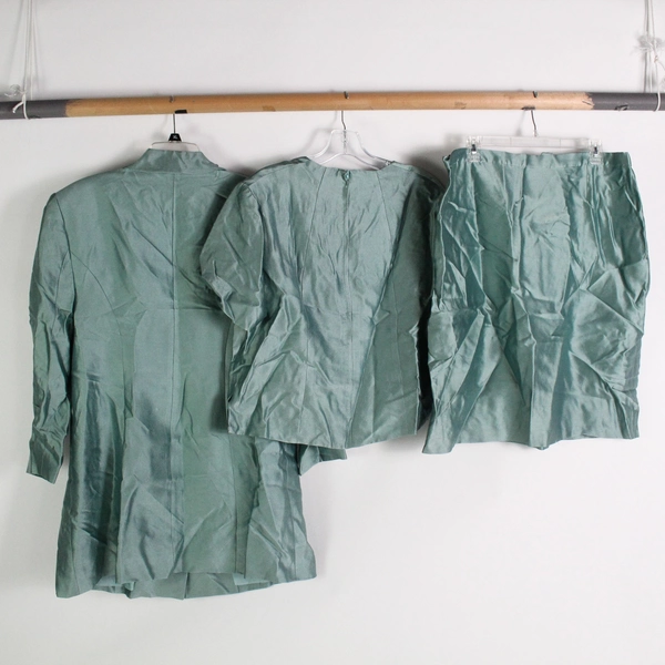 3 Piece Paul Blair Green Skirt Suit Set Women's Large
