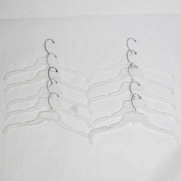 Lot of 10 White Semi-Opaque Plastic Clothes Hangers for Closet Organization