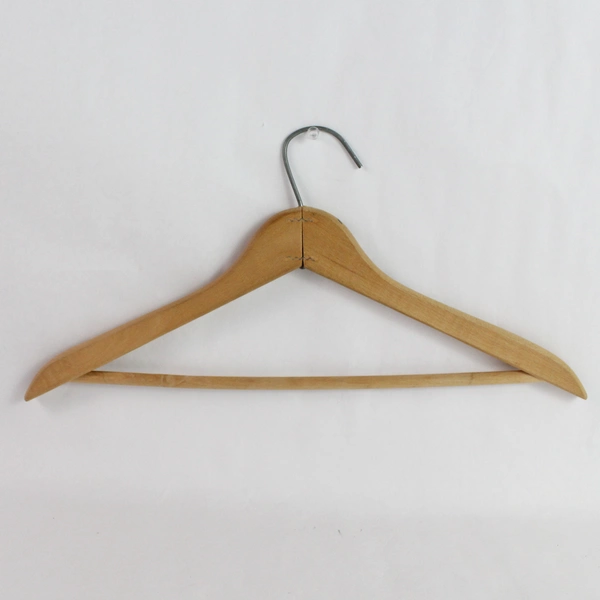 Lot of 5 Brown Wooden Suit Hangers for Closet Organization & Storage