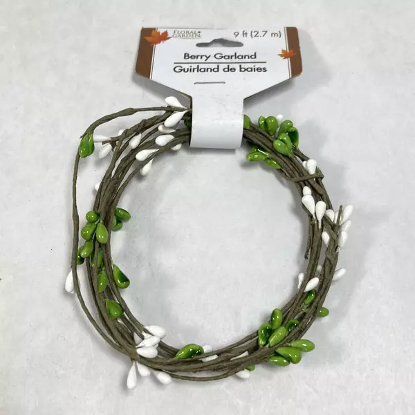 Lot of 4 Christmas House 9ft White Berry Garlands for Holiday Decor