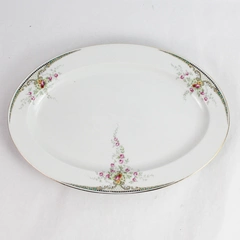 Vtg Hutschenreuther 15.5 Inch Oval Platter White With Pink Flowers Bavaria 