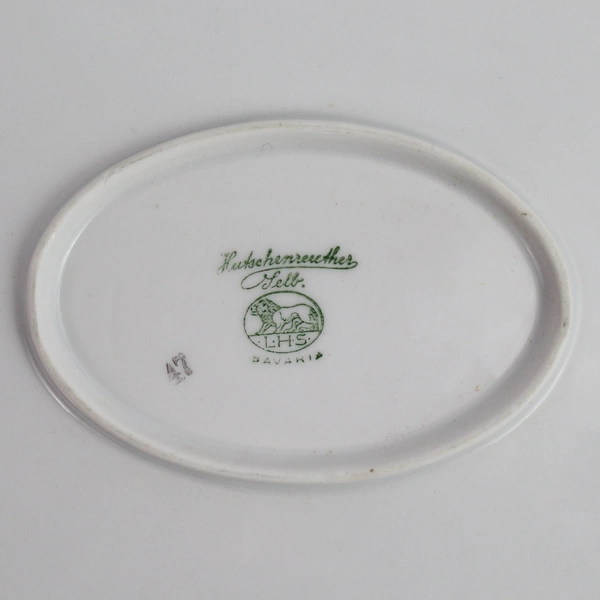 Vtg Hutschenreuther 15.5 Inch Oval Platter White With Pink Flowers Bavaria 