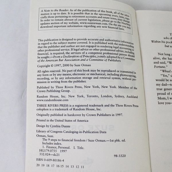 The 9 Steps to Financial Freedom by Suze Orman Paperback - Revised Edition 2000