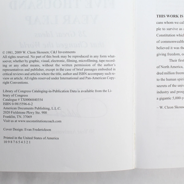 The Five Thousand Year Leap by Glenn Beck 2009 Paperback - Good Condition