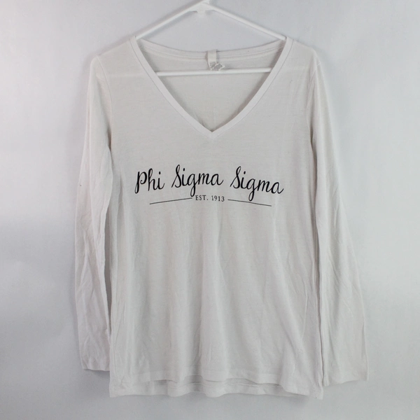 Bella + Canvas White Phi Sigma Sigma Sorority T-Shirt Women's Small