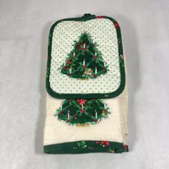 Cecil Saydah 4-Piece Christmas Tree Kitchen Dishtowel & Pot Holder Set