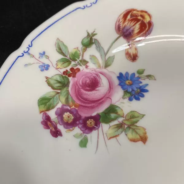 Set of 4 Royal Doulton The Bristol Bread Plates White Flowers Blue Line 6.25 In