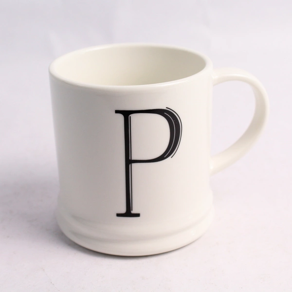 White Porcelain Letter P Monogrammed Personalized Coffee Mug