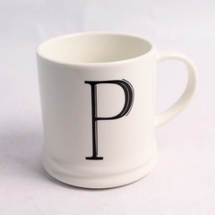 White Porcelain Letter P Monogrammed Personalized Coffee Mug