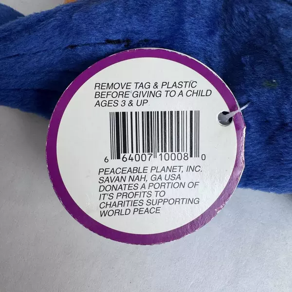 1998 Peaceables Broadway Blue Eastern Bluebird New York Stuffed Toy With Tag