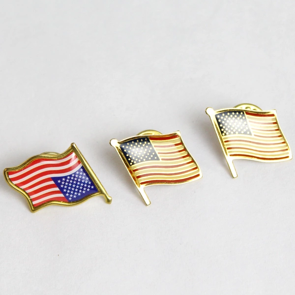 Patriotic Pin Lot 3 American USA Flag Tie Tacks Lapel Pins