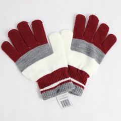 NWT Red Gray and White Striped Knit Mini Gloves Adult One Size