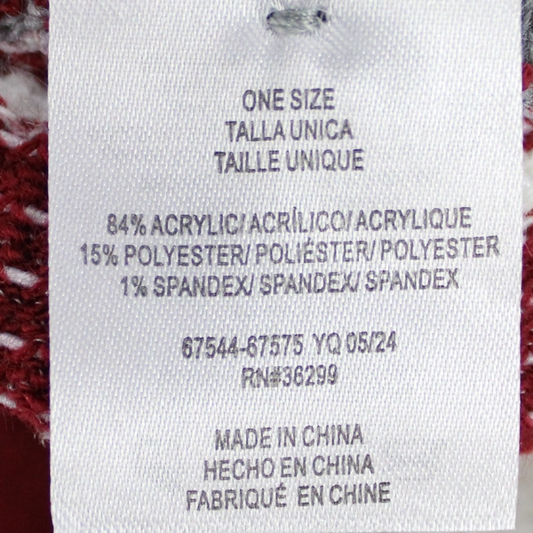 NWT Red Gray and White Striped Knit Mini Gloves Adult One Size