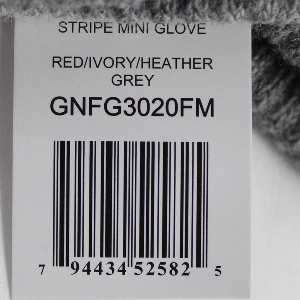 NWT Red Gray and White Striped Knit Mini Gloves Adult One Size