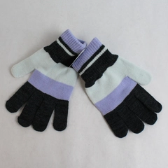 NWT Lavender Gray and White Striped Knit Mini Gloves Adult One Size