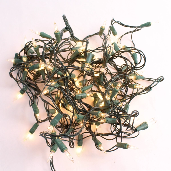 Green String Warm White Christmas Lights Decor TS-3 100 Bulbs
