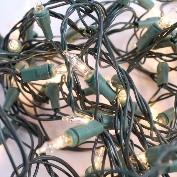 Green String Warm White Christmas Lights Decor TS-3 100 Bulbs