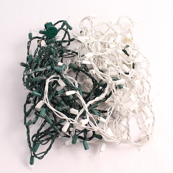 Lot of 2 String Warm White Christmas Lights Decor TS-66 (1 Green, 1 White Cord)