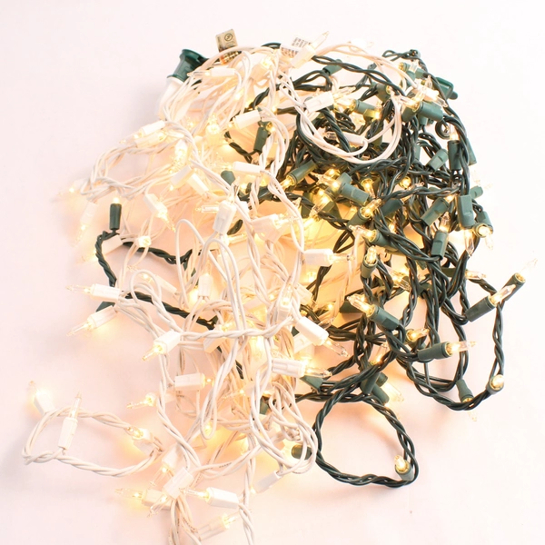 Lot of 2 String Warm White Christmas Lights Decor TS-66 (1 Green, 1 White Cord)
