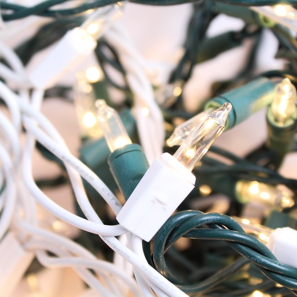 Lot of 2 String Warm White Christmas Lights Decor TS-66 (1 Green, 1 White Cord)
