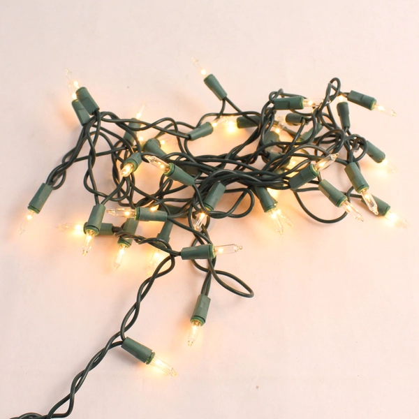 Green String Warm White Christmas Lights Decor TS-77 50 Bulbs