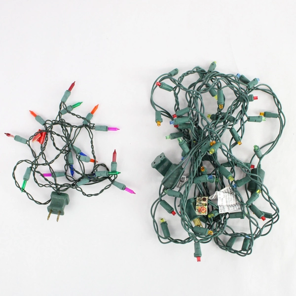 Lot of 2 Green String Warm White Christmas Lights Decor 1 YLECL 1YL-CK1