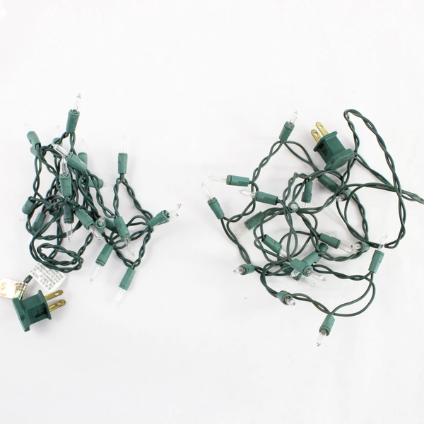 Lot of 2 Green String Warm White Christmas Lights Decor TS-20 20 Bulbs Each