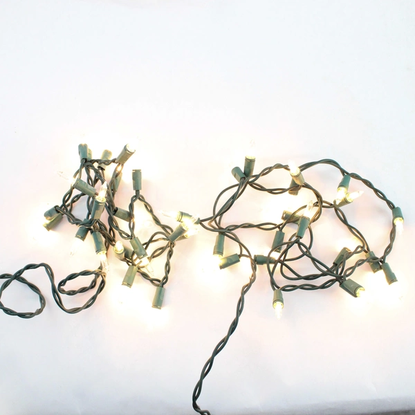 Lot of 2 Green String Warm White Christmas Lights Decor TS-20 20 Bulbs Each