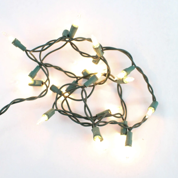 Lot of 2 Green String Warm White Christmas Lights Decor TS-20 20 Bulbs Each