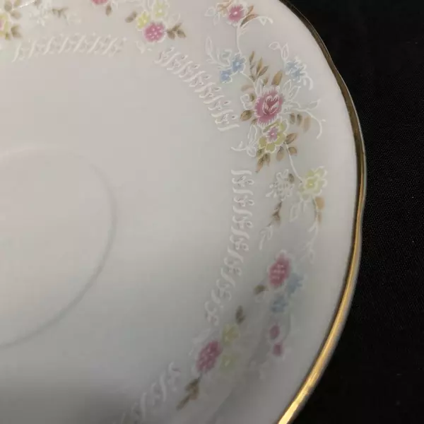 Yong Shen Hand Painted China Cup And Saucer White With Flowers Platinum Rim