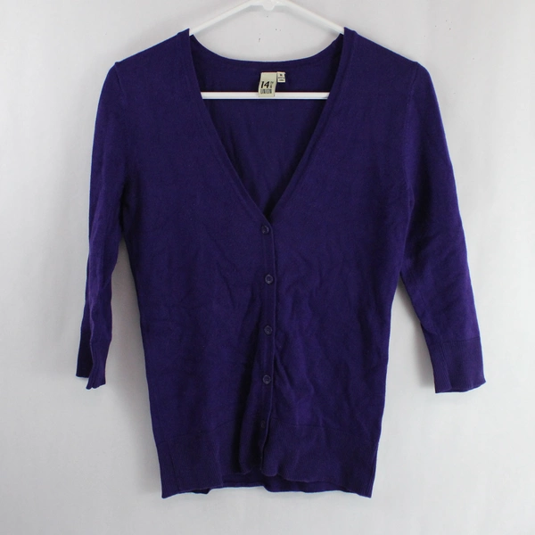 14th & Union Purple 3/4-Sleeve Cardigan Women's Size Medium