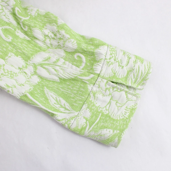 Coldwater Creek Button Up Green White Floral Jacket Women's Size P8 3/4 Sleeve